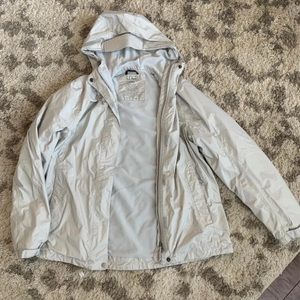 Clean light gray L.L Bean fleece lined rain jacket size M